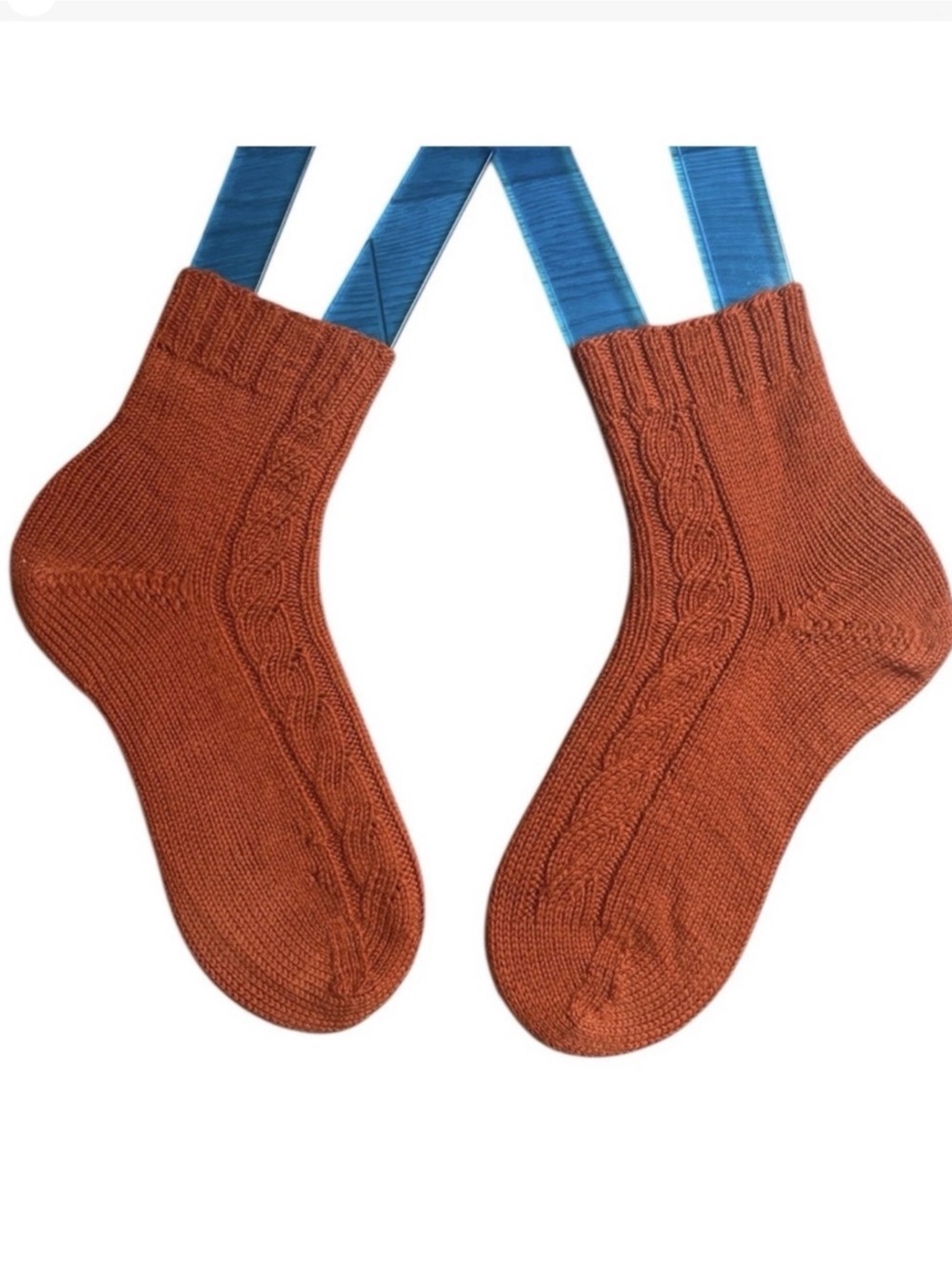 Hand Knit Merino Wool Cable Socks